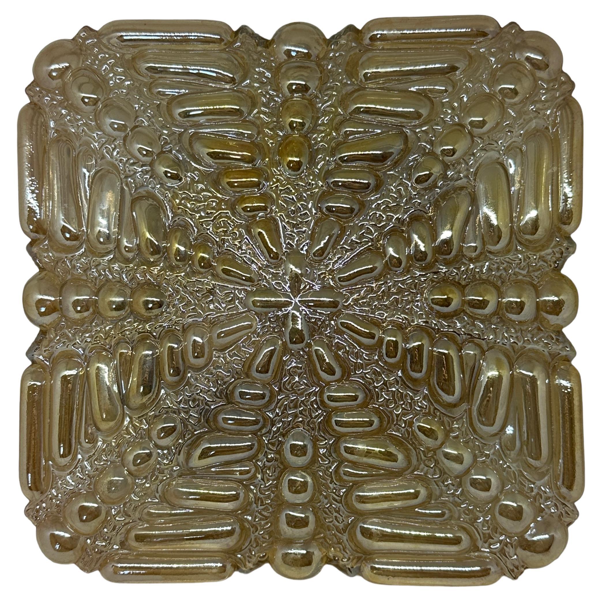 Square Bubble Iridescent Smoked Glass Flush Mount, Vintage, 1960s For Sale