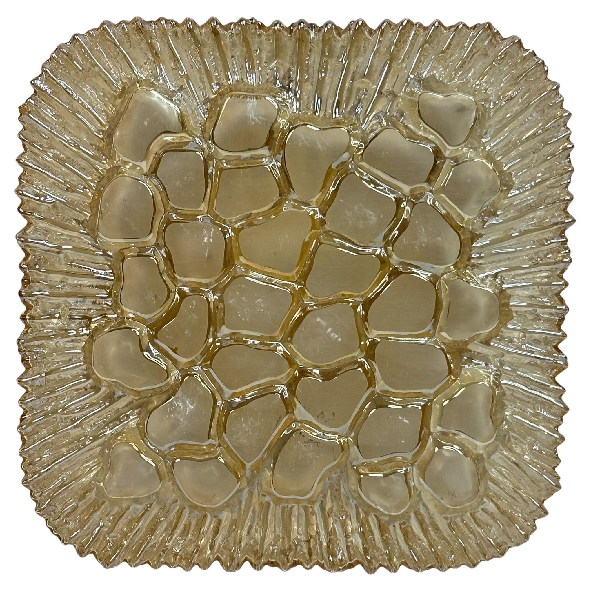 Quadratische Blasen schillerndes Rauchglas Einbaubeleuchtung, Vintage, 1960er Jahre
