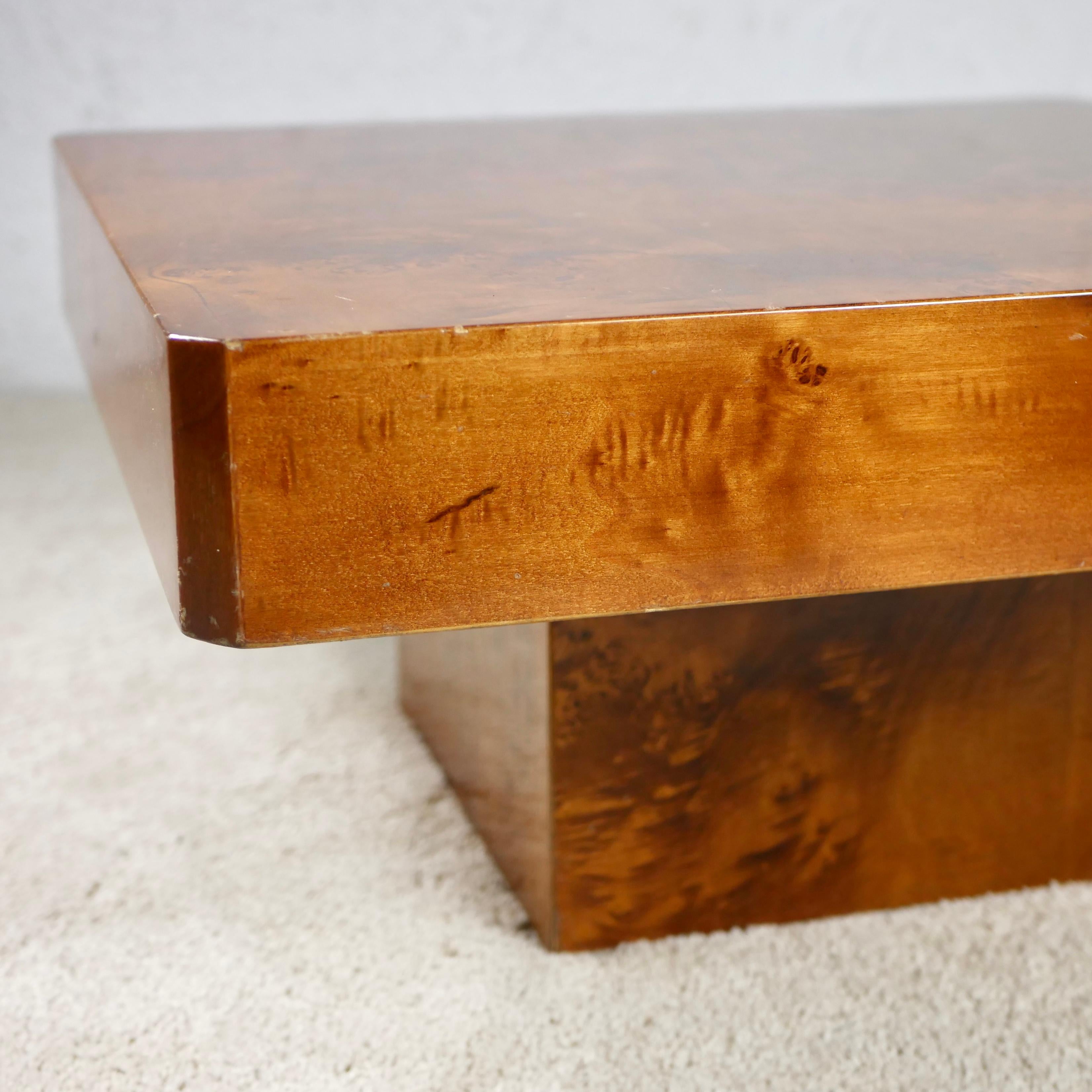 Square Burl Wood Coffee Table by Roche Bobois, 1980s 1