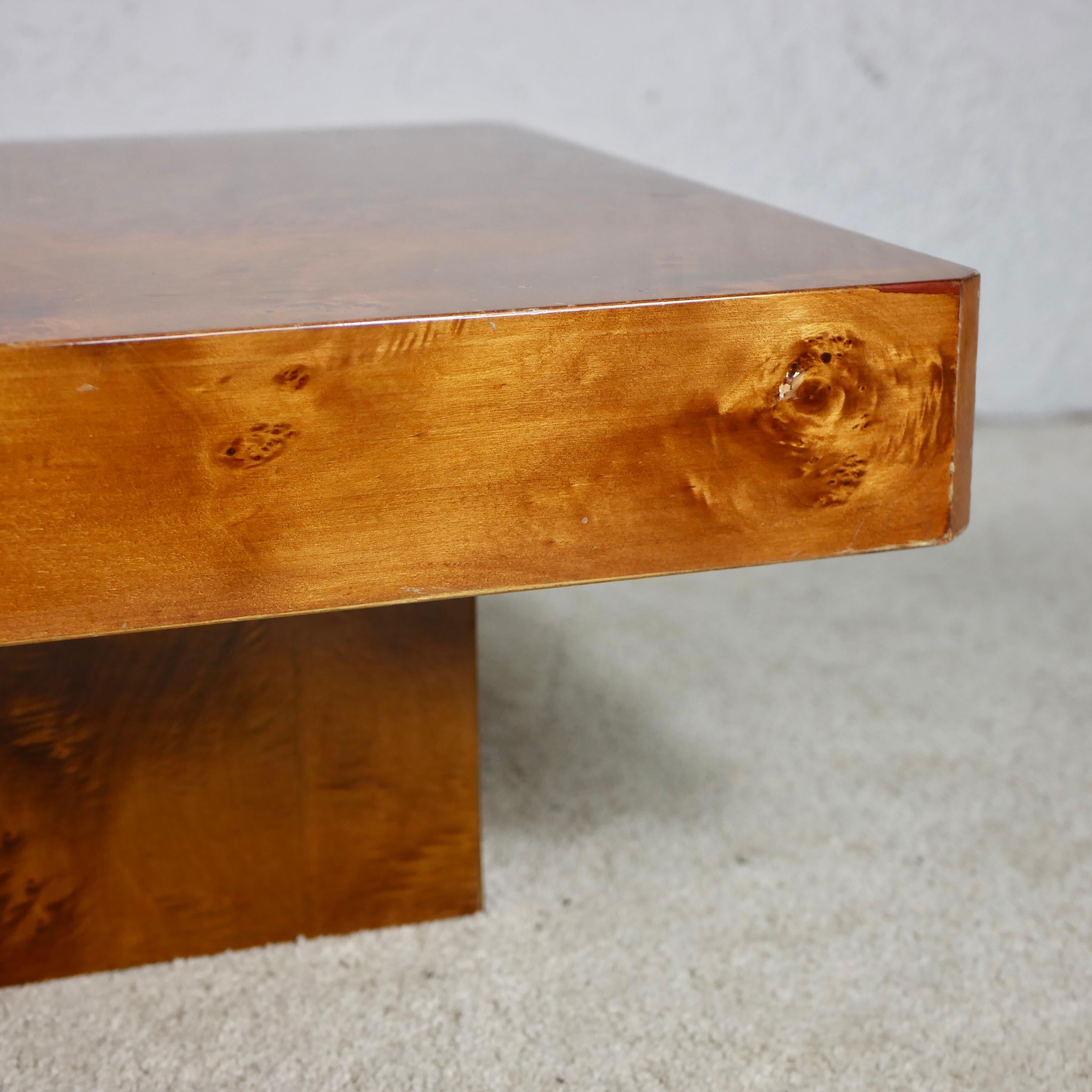 Square Burl Wood Coffee Table by Roche Bobois, 1980s 2