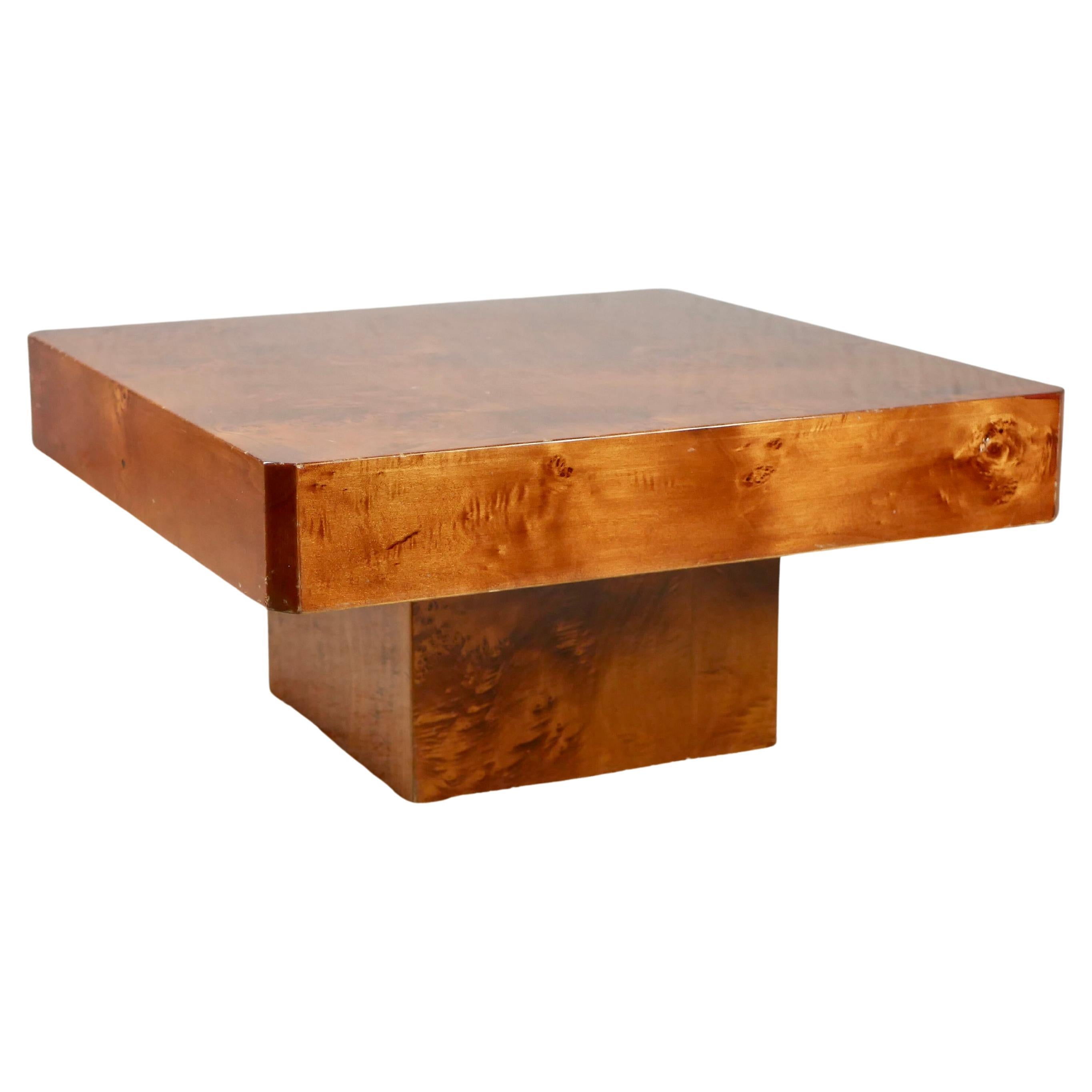Square Burl Wood Coffee Table by Roche Bobois, 1980s