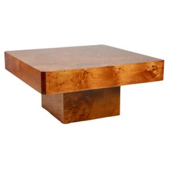 Vintage Square Burl Wood Coffee Table by Roche Bobois, 1980s