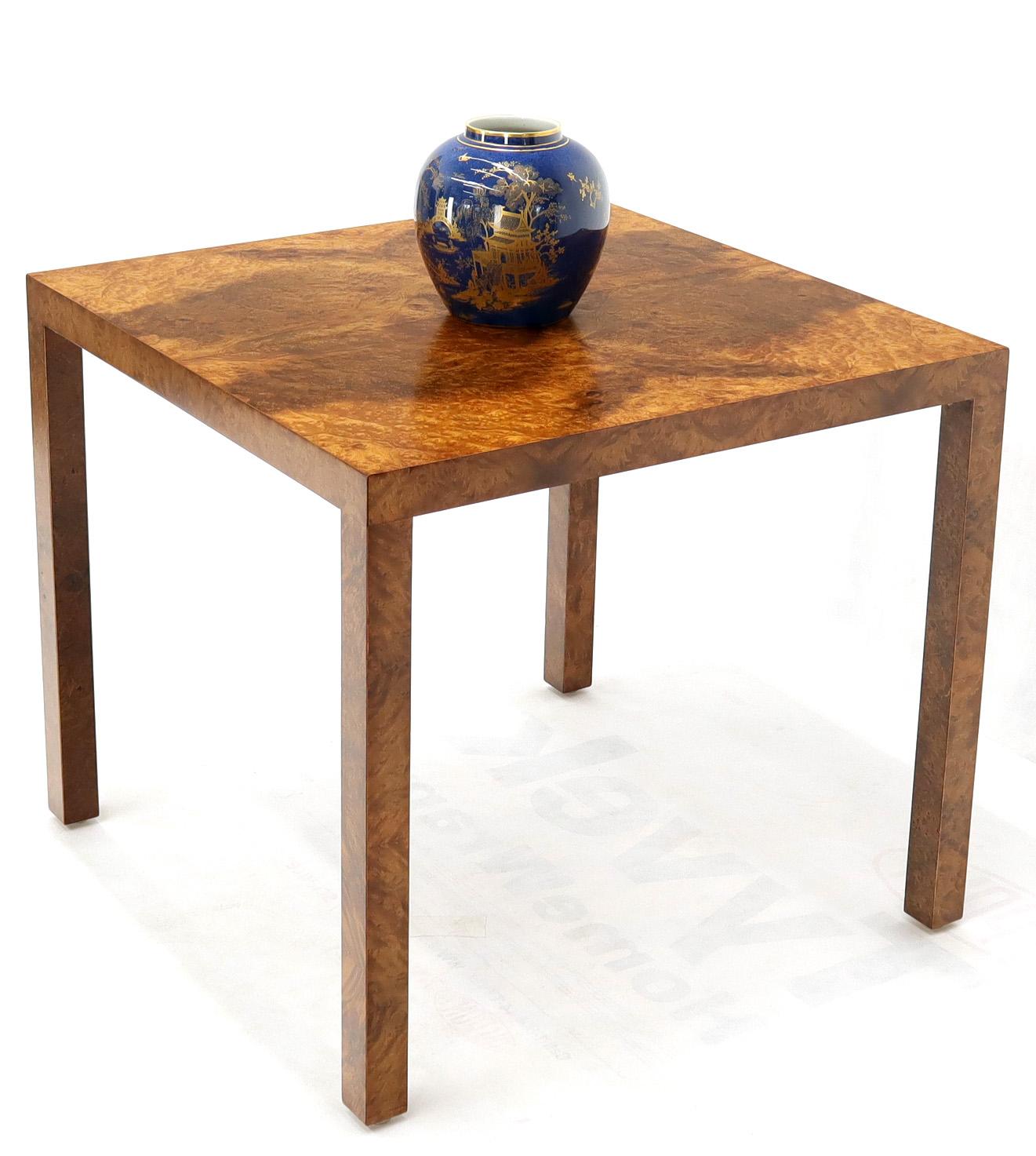 20th Century Square Burl Wood Game Center Table by Milo Baughman for Directional
