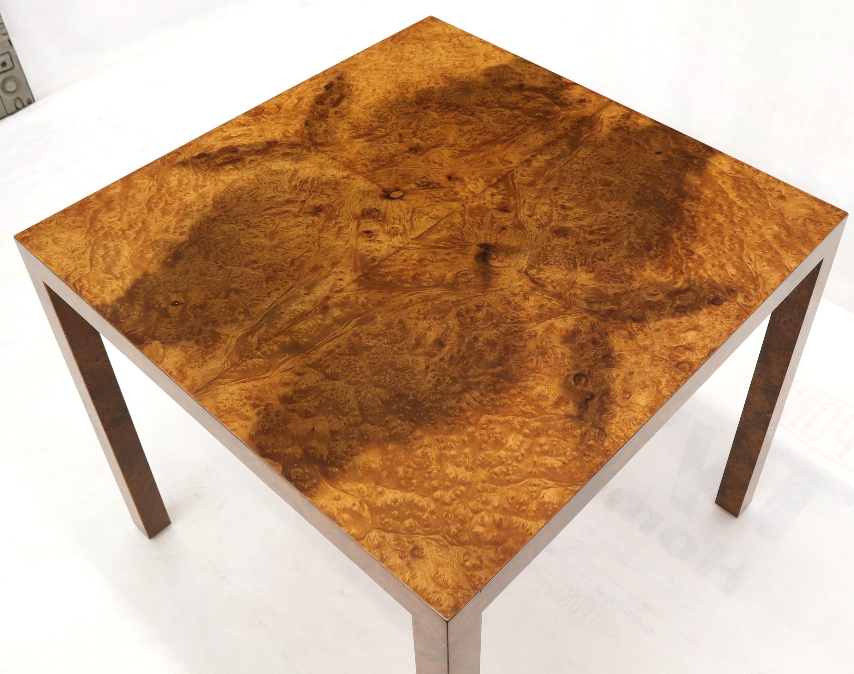 Mid-Century Modern Square Burl Wood Game Center Table by Milo Baughman for Directional