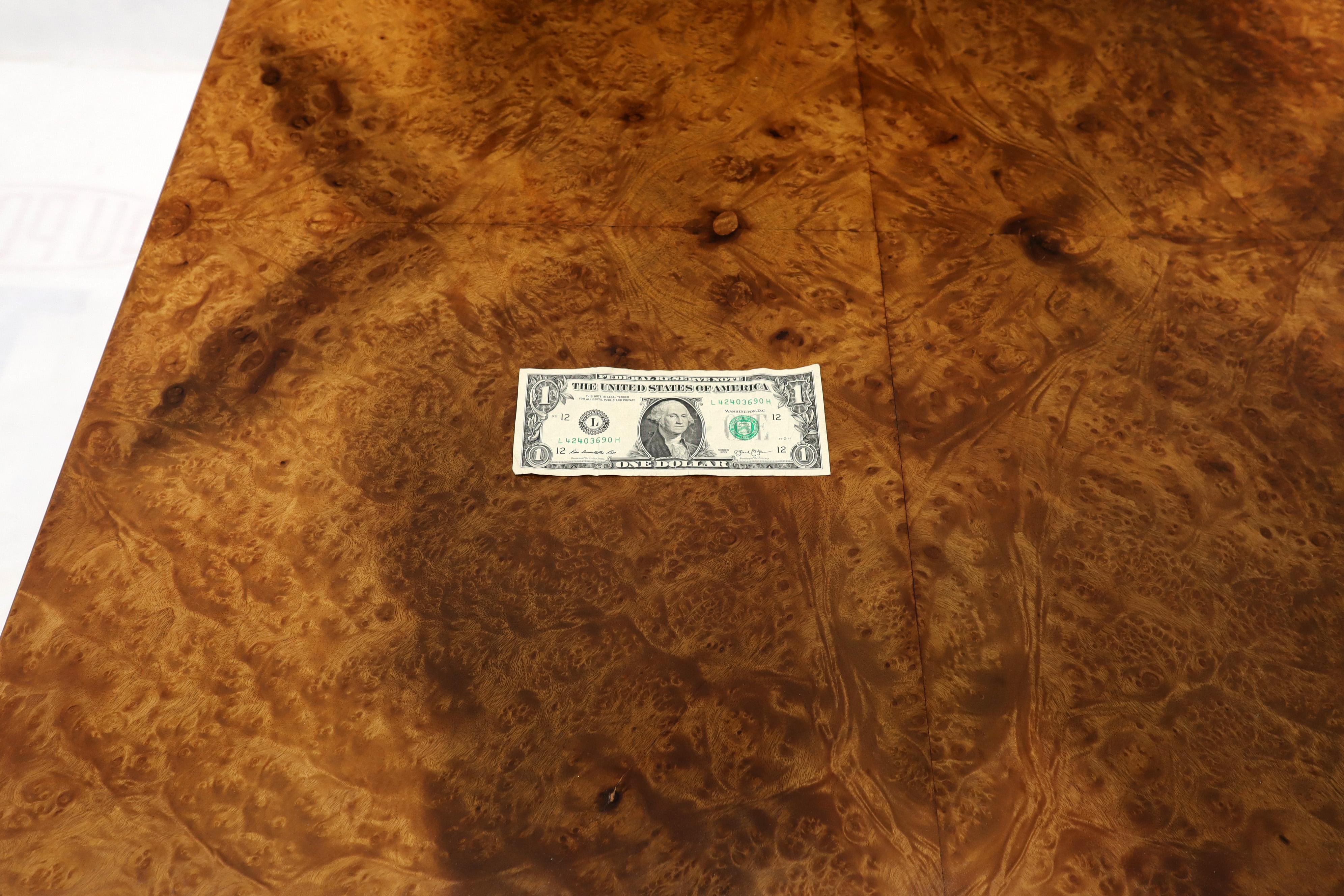 Square Burl Wood Game Center Table by Milo Baughman for Directional In Excellent Condition In Rockaway, NJ