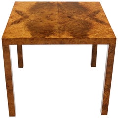 Table de centre de jeu carrée en bois de ronce par Milo Baughman pour Directional