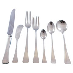 Quadratisches Besteckset aus Sterlingsilber von Adler / Blanchard, 74 Teile, Dinner