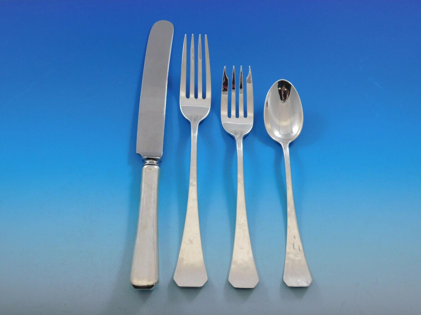 Square by Porter Blanchard hand-made sterling silver flatware set - 61 pieces. This set includes:

10 Dinner Knives, 9 1/8