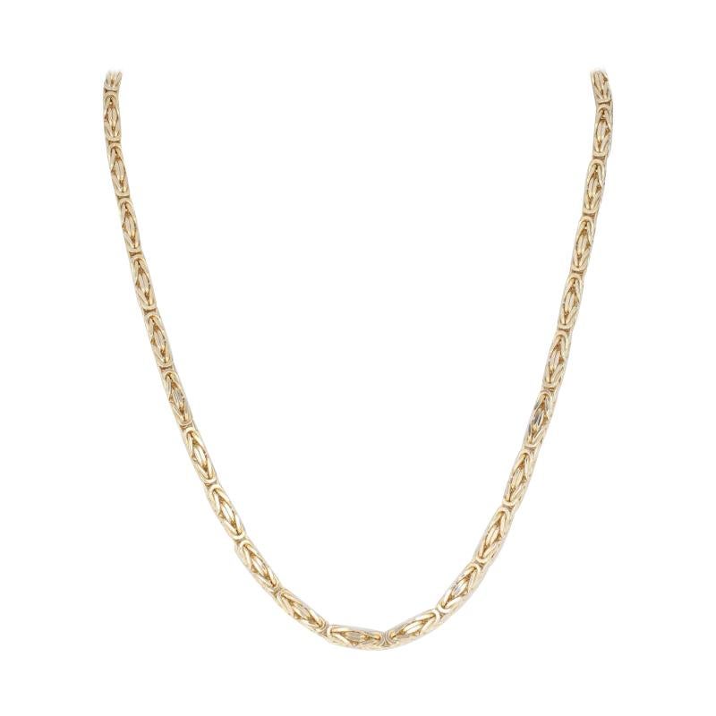 Square Byzantine Chain Necklace, 14 Karat Yellow Gold Lobster Claw Clasp Women's
