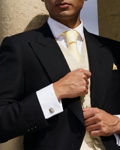 Square Cable Meteorite Cufflinks in Silver with 18 Karat Gold 'Limited Edition'