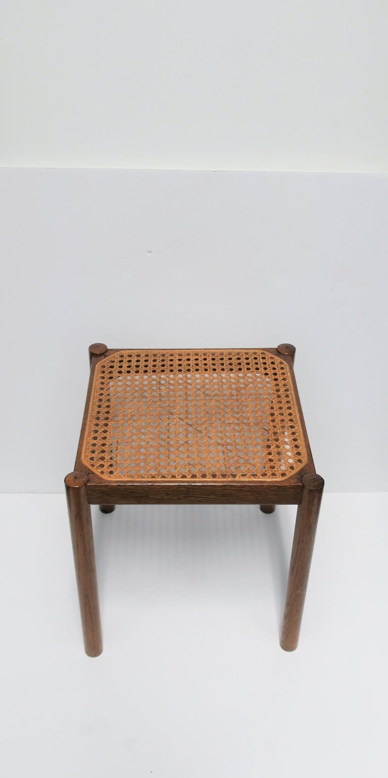 Square Cane and Wood Side Table, circa 1960s For Sale at 1stdibs
