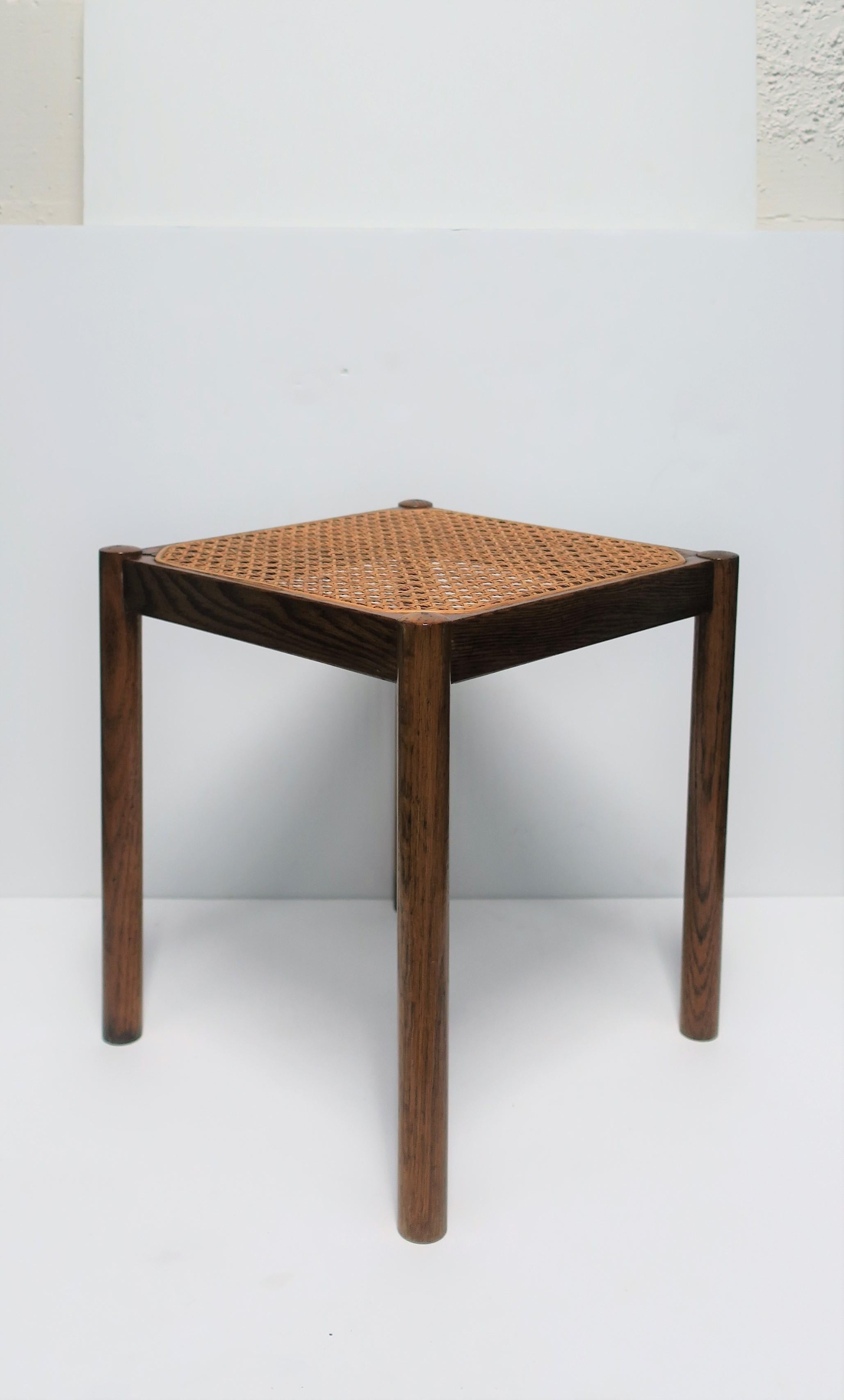 20th Century Cane and Wood Side or End Table