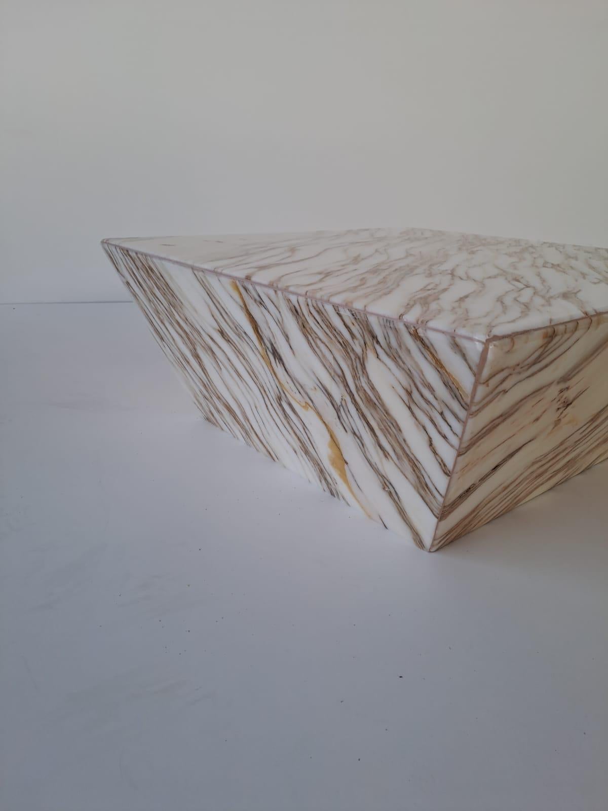 Hand-Crafted Square Carrara Caramel Coffee Table  For Sale