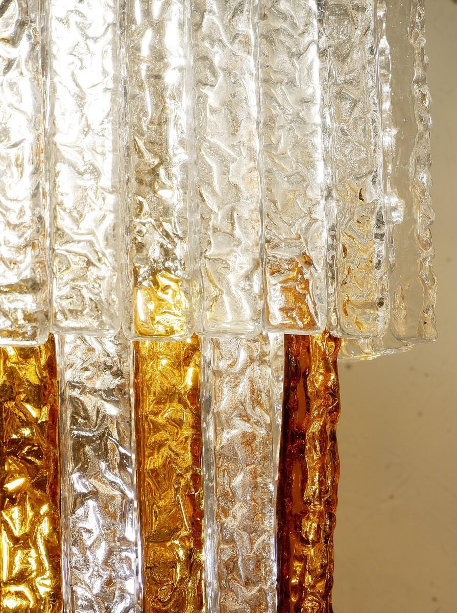 Square cascading Murano glass chandelier by Venini.