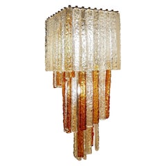 Square Cascading Murano Glass Chandelier by Venini