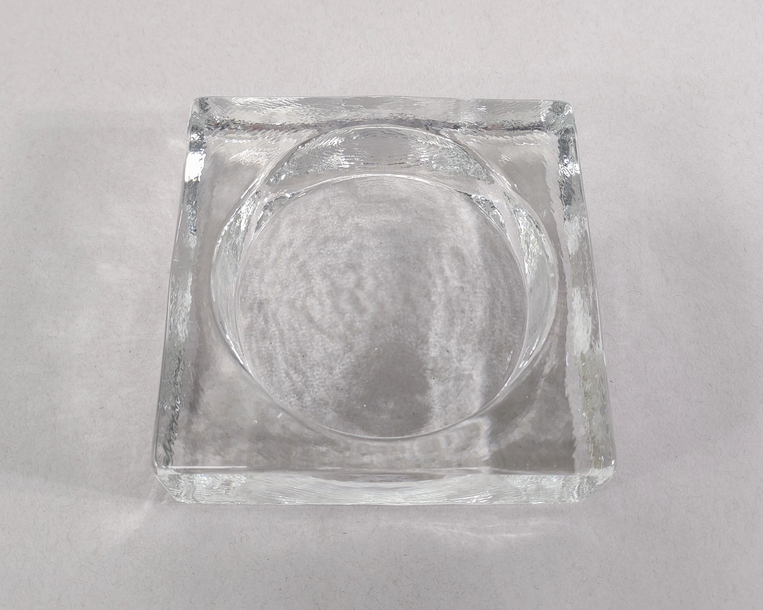 Square Cast Glass Block Catchall Dish For Sale 1