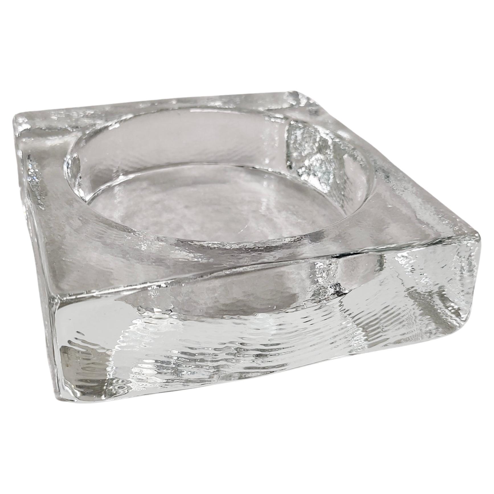 Square Cast Glass Block Catchall Dish