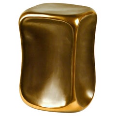 Square Ceramic Black and Gold Side Table 