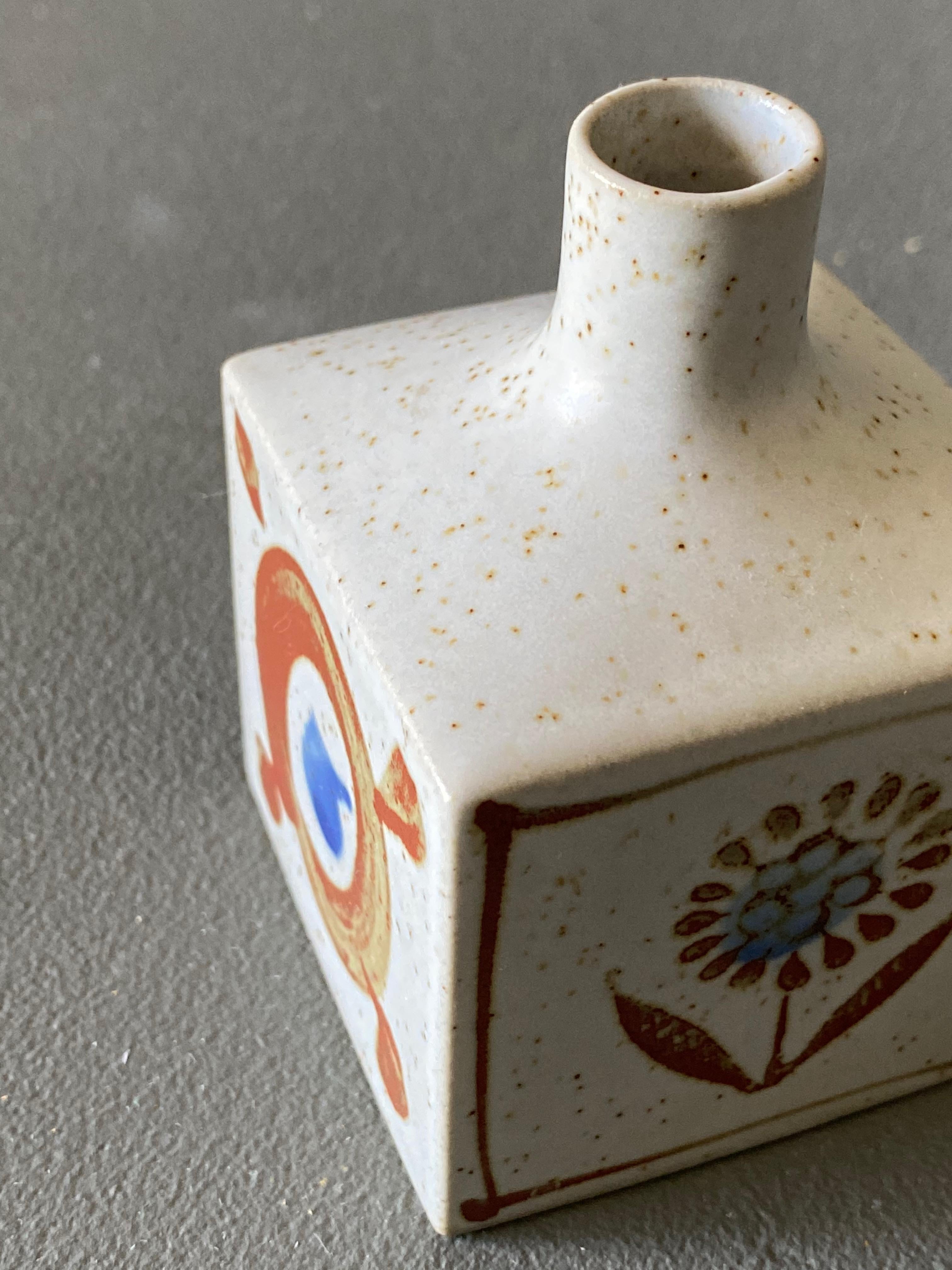 Japanese Square Ceramic Bud Vase by Otagiri Japan