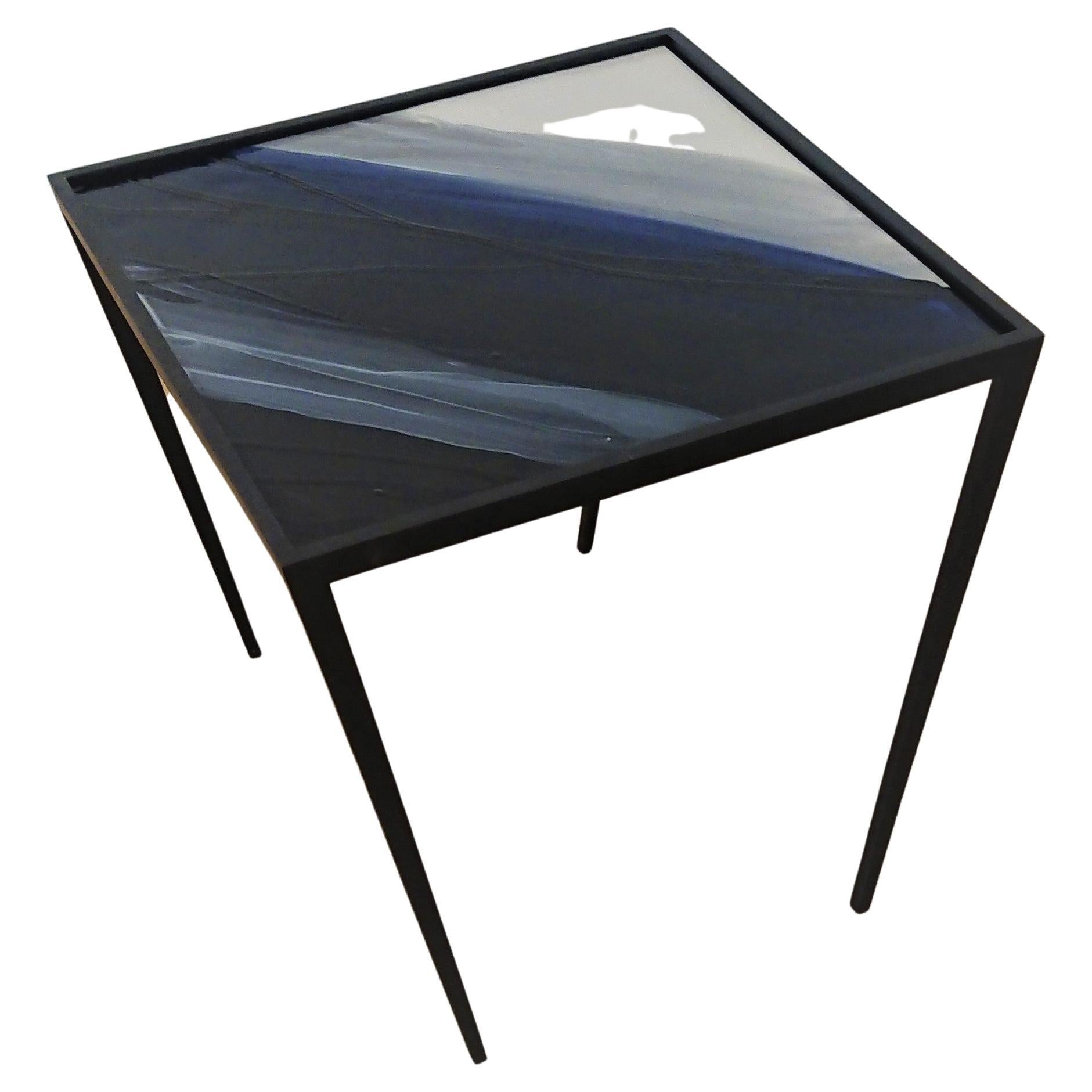 Side Table Origine Ceramic with Lacquered Steel Legs by Benjamin Poulanges For Sale