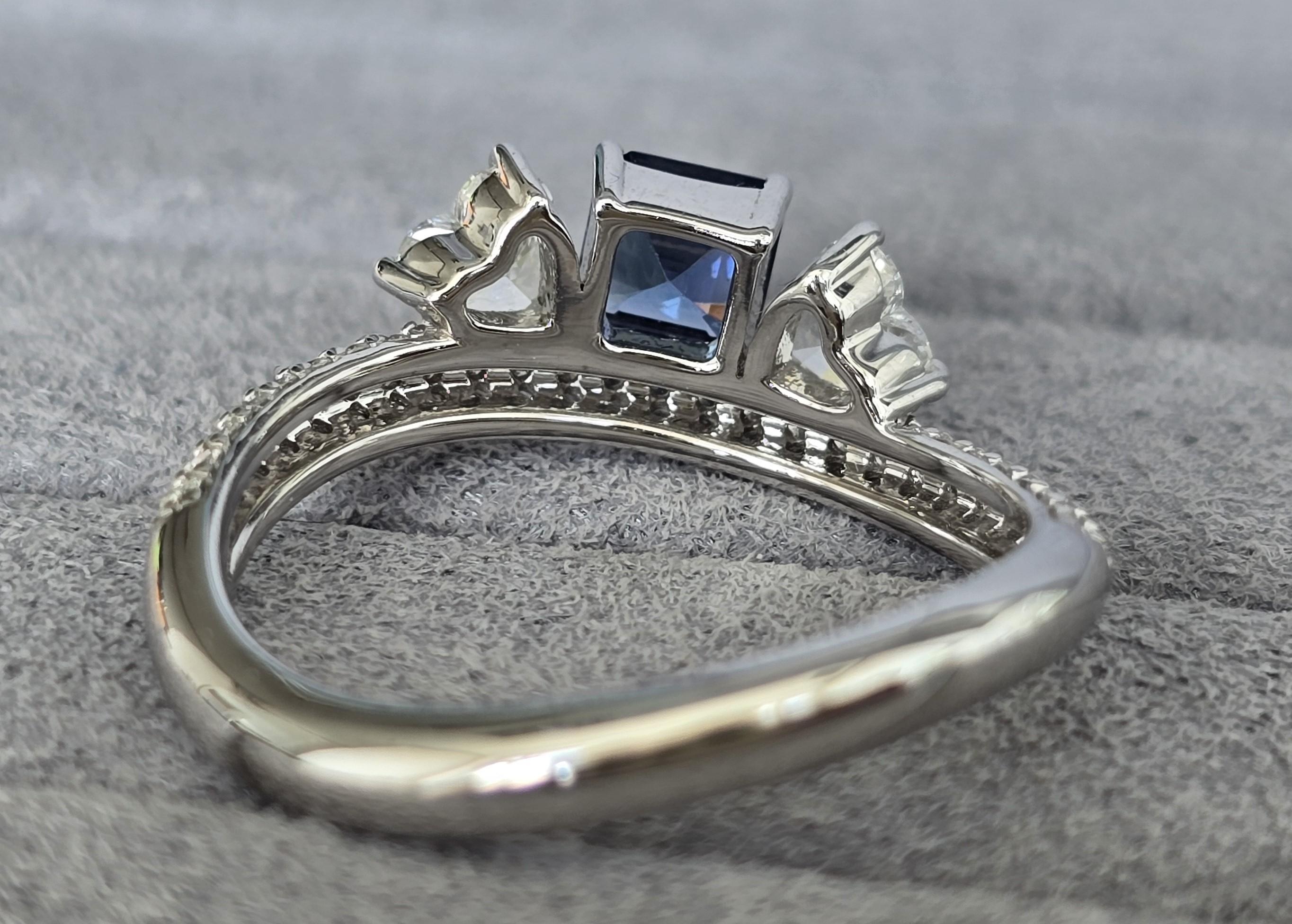 Anello con zaffiro Ceylon quadrato in vendita 4