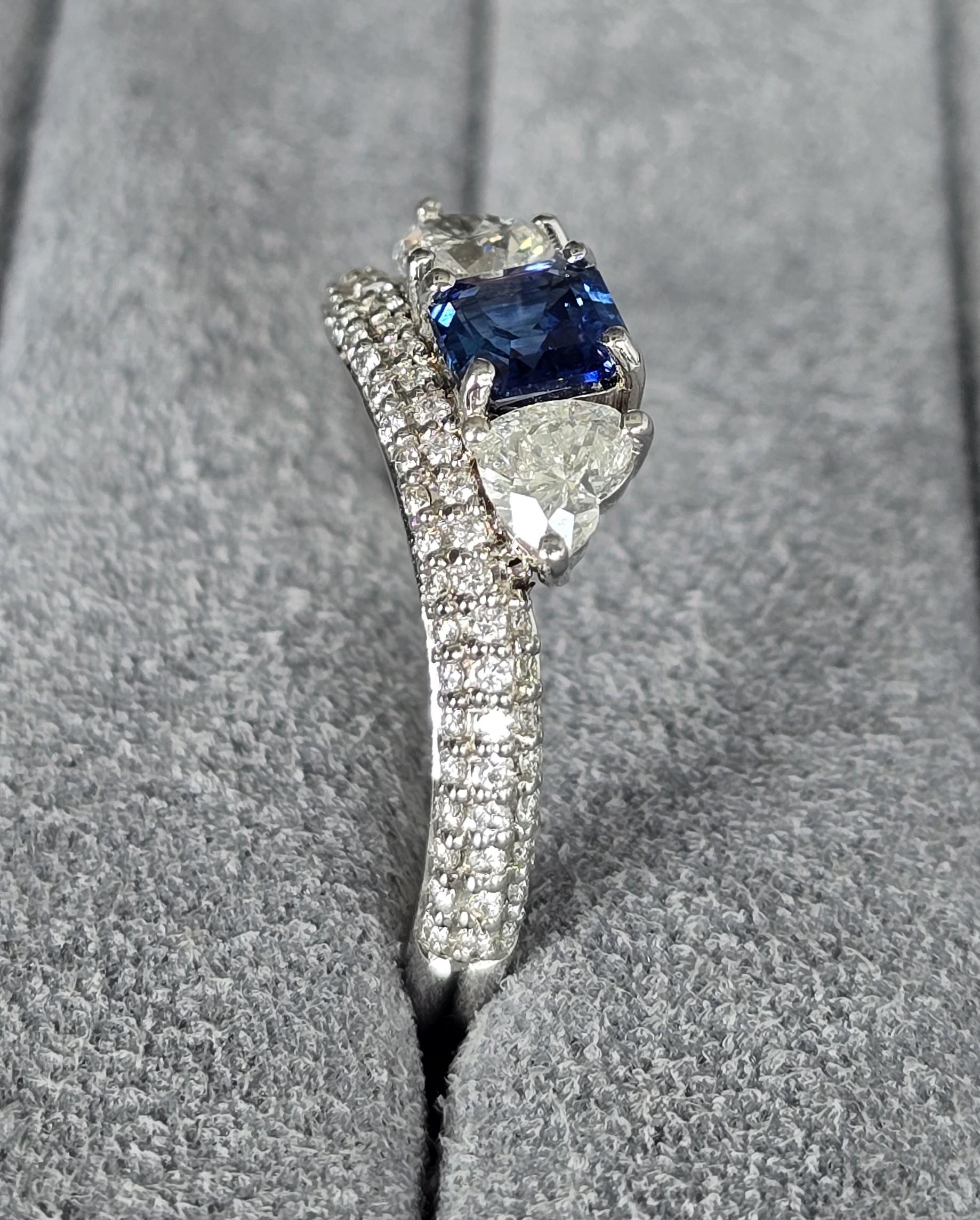 Anello con zaffiro Ceylon quadrato in vendita 4