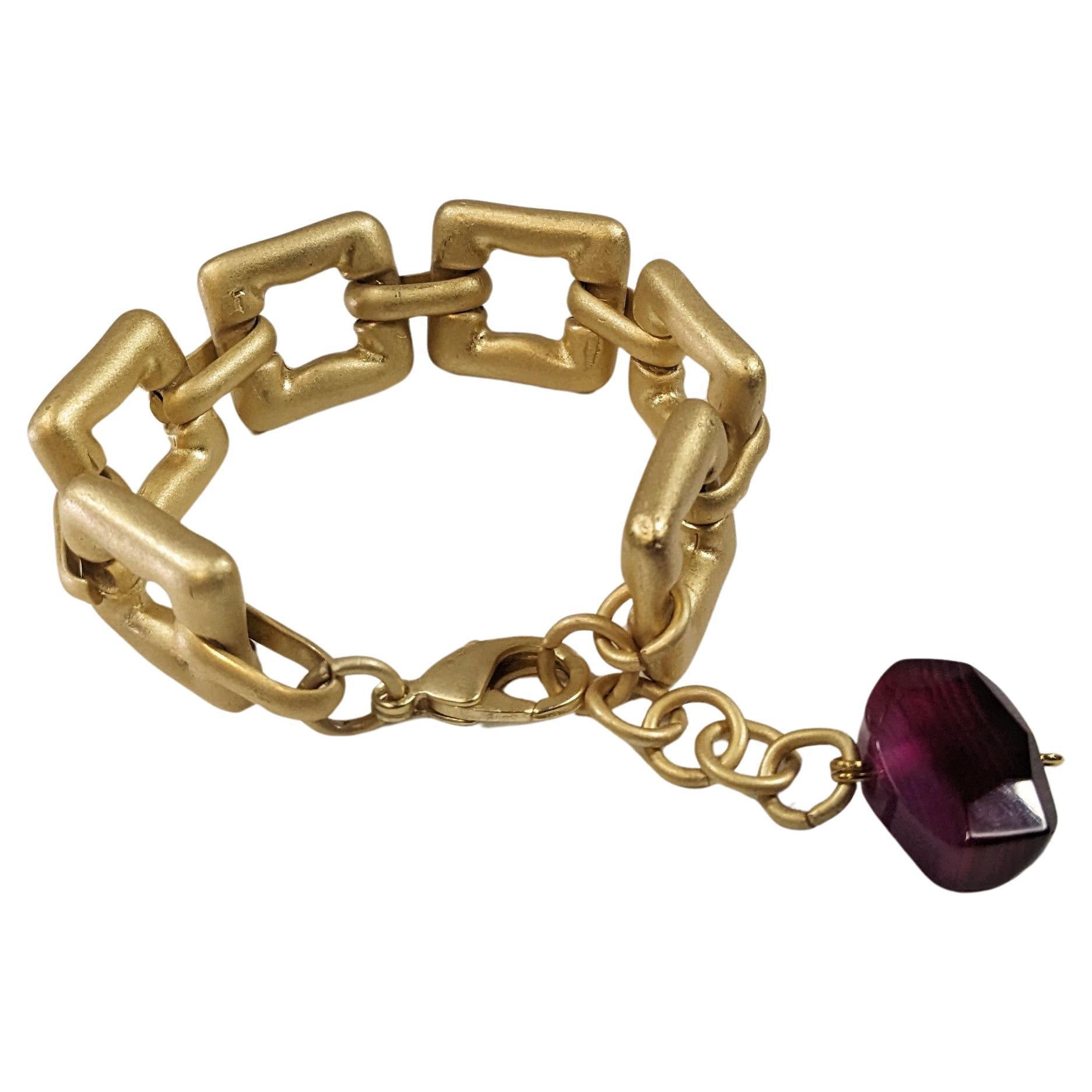  Square Chain Bracelet with Agates and Lobster Clasp