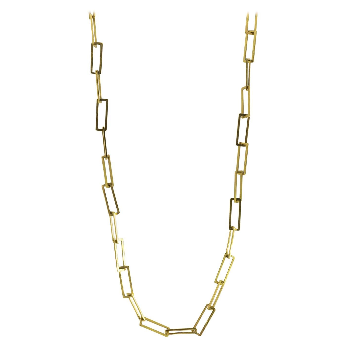 Square Chain Gold Necklace For Sale
