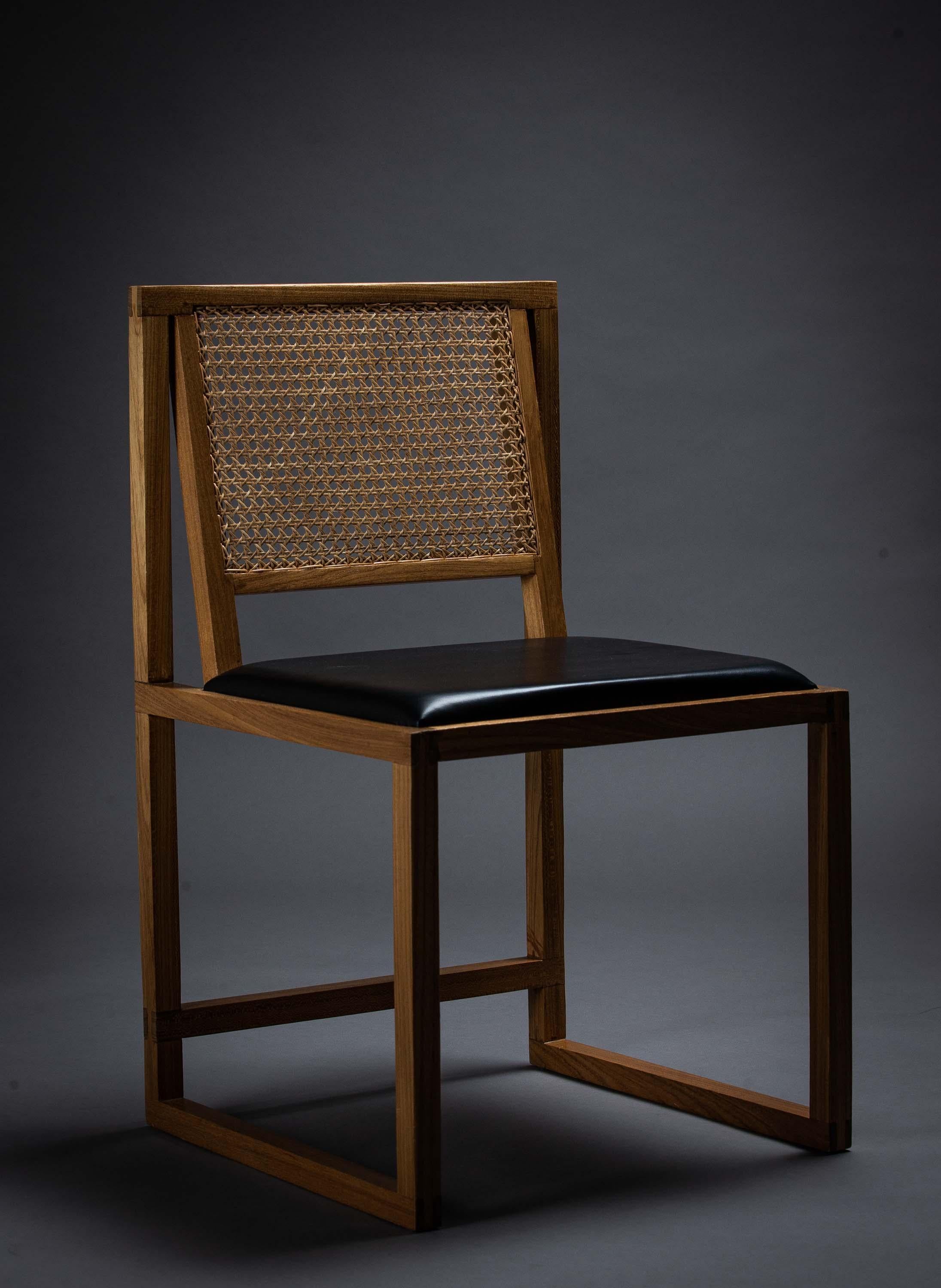 The Square Chair. Produced with Solid Wood Using Mortise and Tenon Joinery.  For Sale 4
