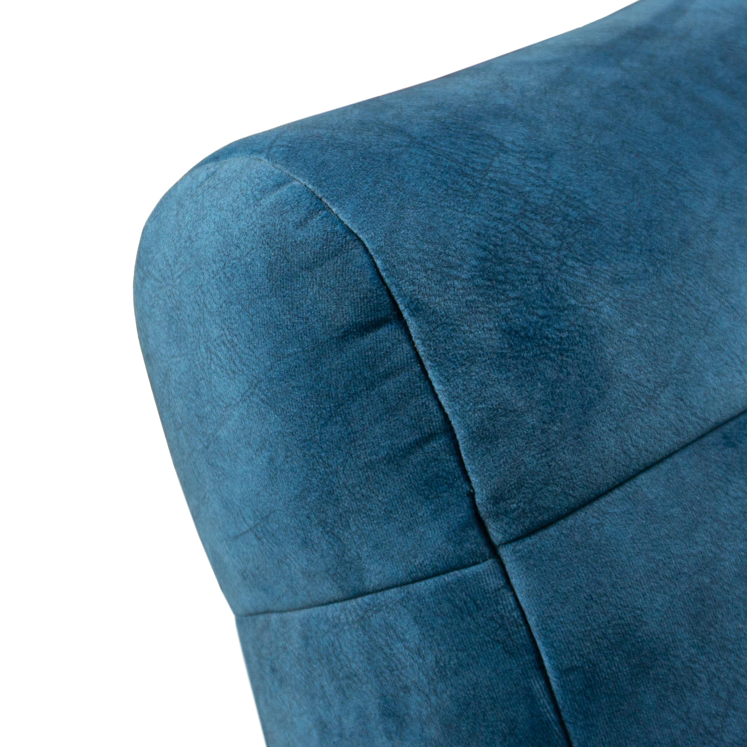 Silla de salón Square Channel Tufted con brazos angulados de madera y terciopelo azul marino en venta 6