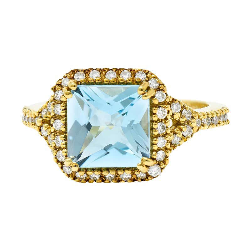 TEMPLE ST CLAIR Diamond Imperial Topaz Pave Halo Vine Yellow Gold RIng ...
