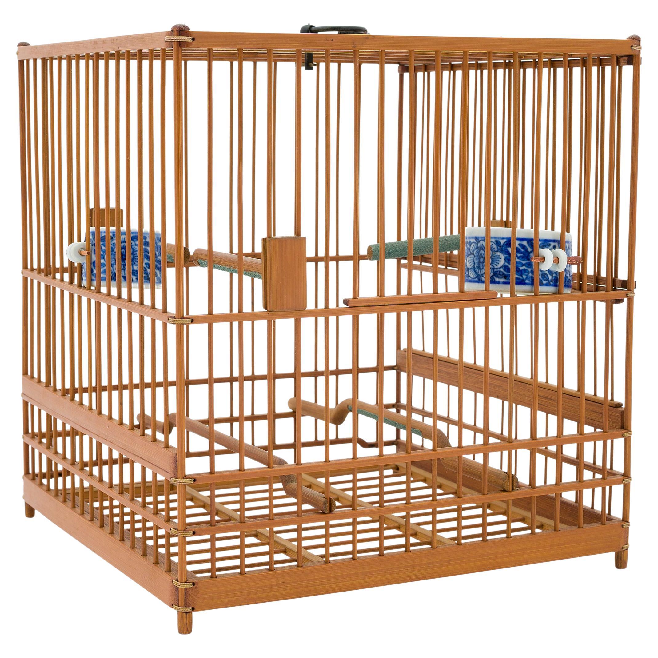 Square Chinese Bamboo Birdcage For Sale