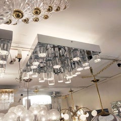 Square Chrome Flush Mount with Tubular Lucite Elements