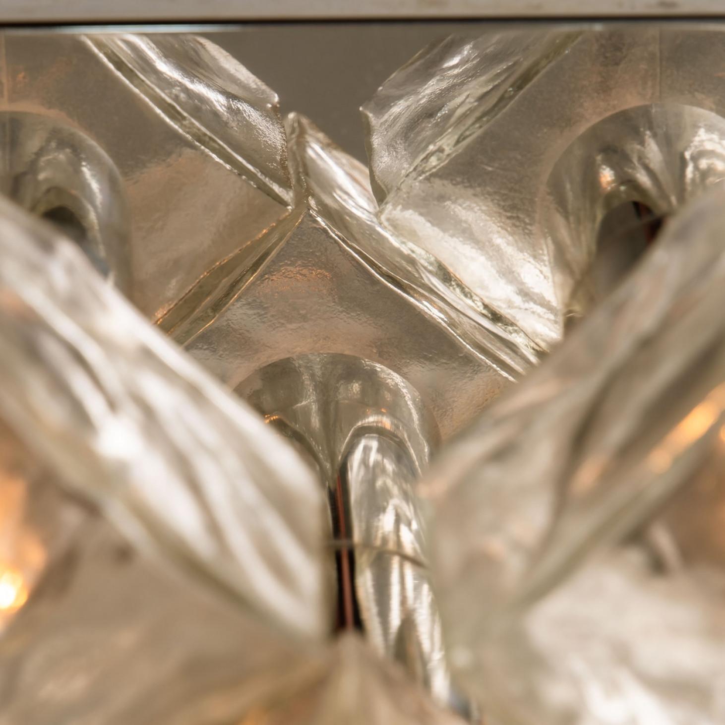 Square Chrome Ice Glass Flush Mount, Kalmar 1970s For Sale 7