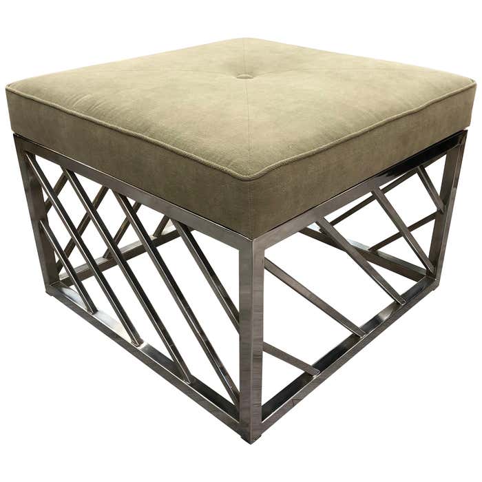 Square Chrome Midcentury Bench For Sale at 1stDibs