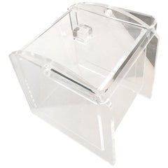 Square Clear Lucite Barware Ice Bucket with Lucite Lid and Lucite Handle