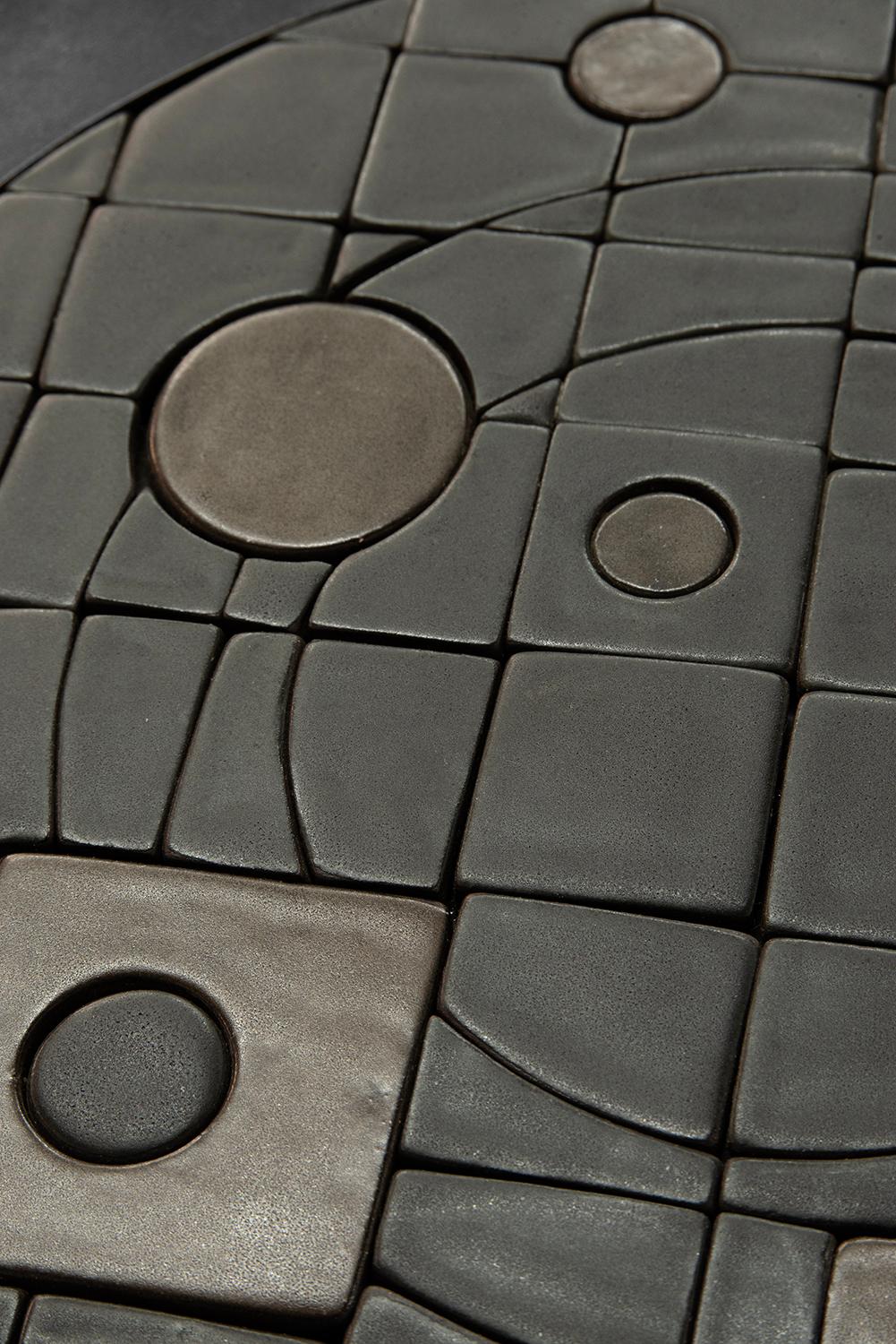 Square Coffee Ceramic Modern Contemporary Blackened Steel (amerikanisch) im Angebot