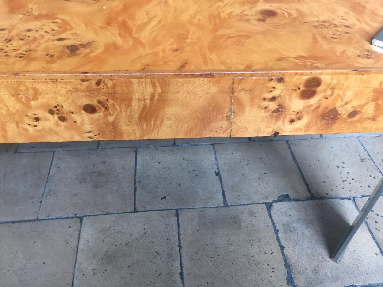 Square Coffee Table Burl Olive Wood in the Style of Milo Baughman For Sale 2