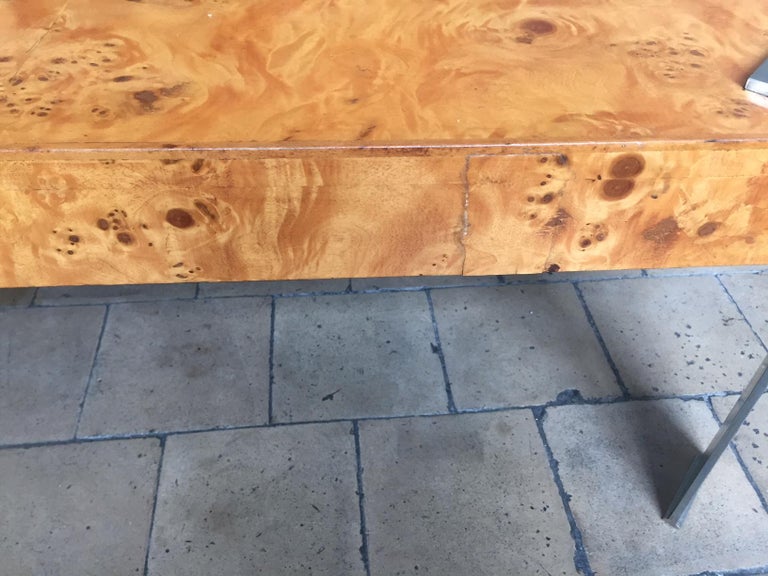 Square Coffee Table Burl Olive Wood in the Style of Milo Baughman For Sale 5