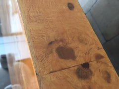 Square Coffee Table Burl Olive Wood in the Style of Milo Baughman