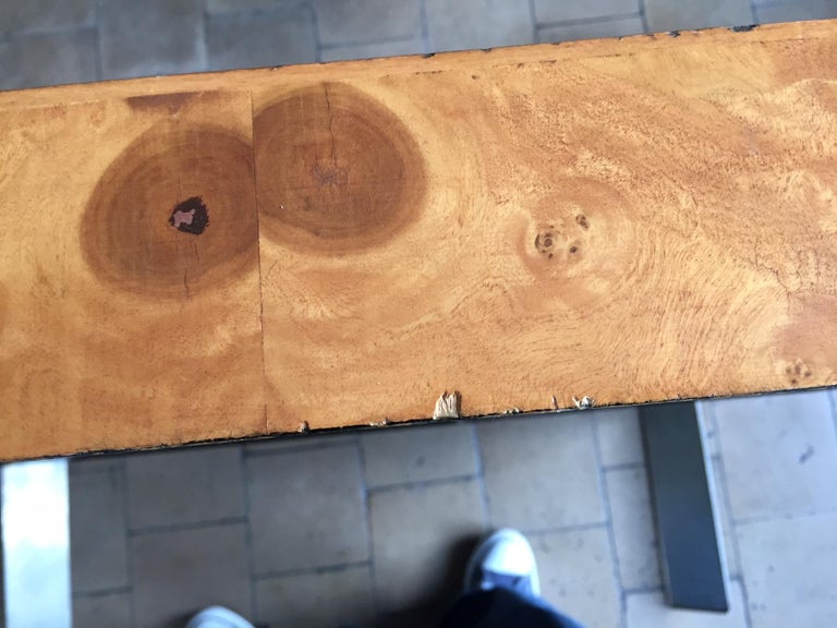 Unknown Square Coffee Table Burl Olive Wood in the Style of Milo Baughman For Sale