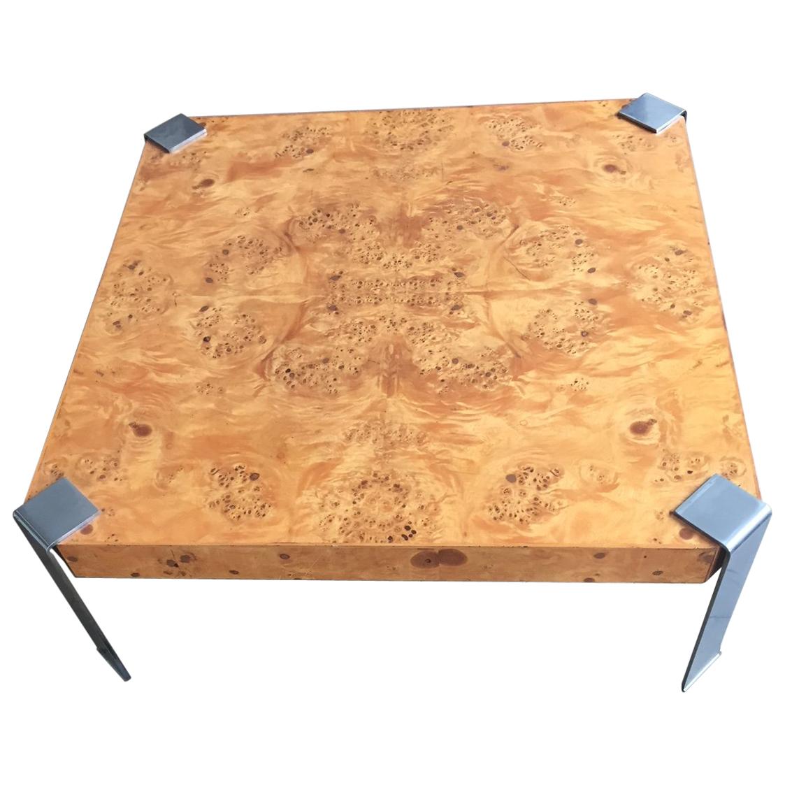 Quadratischer Couchtisch aus Wurzelholz und Olivenholz im Stil von Milo Baughman im Angebot