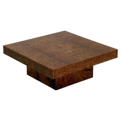 Square coffee table by Fratelli Turri with burl wood