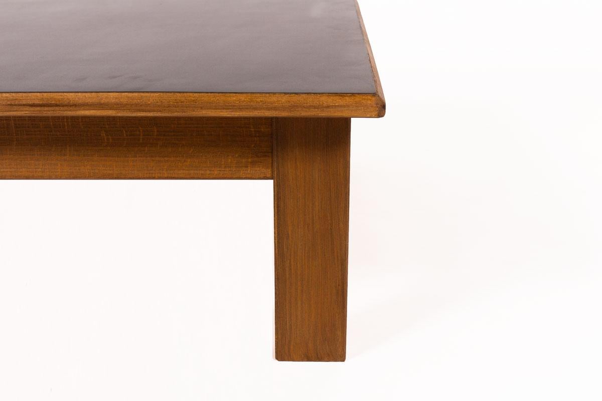Square Coffee Table by French Andre Sornay Beech and Black Laminate Top, 1960 For Sale 2