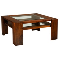Square Coffee Table by Giuseppe Rivadossi in Slavonian Oak, Italy 1980s