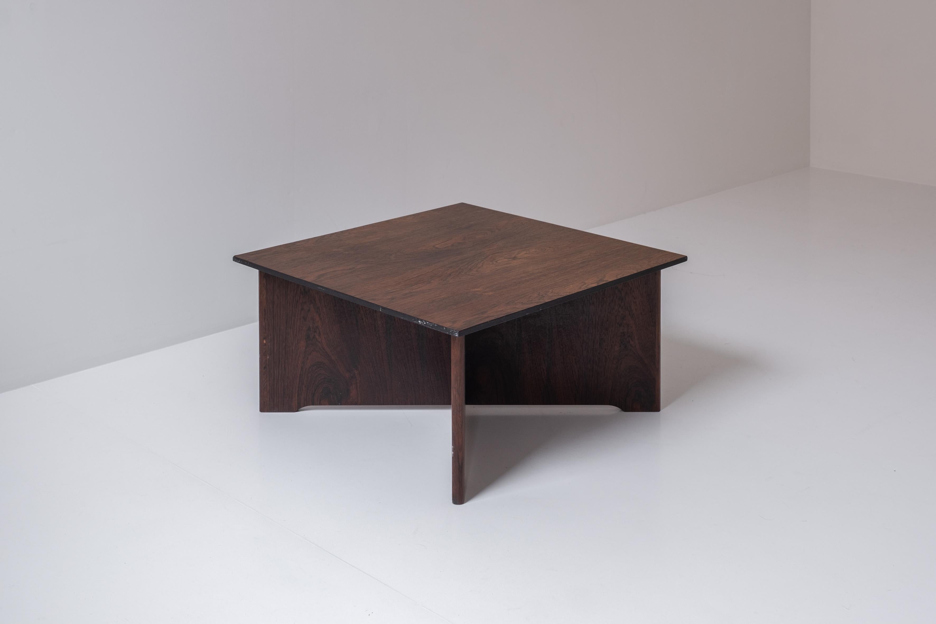 Rosewood Square Coffee Table from Denmark, Designed in the 1960s For Sale