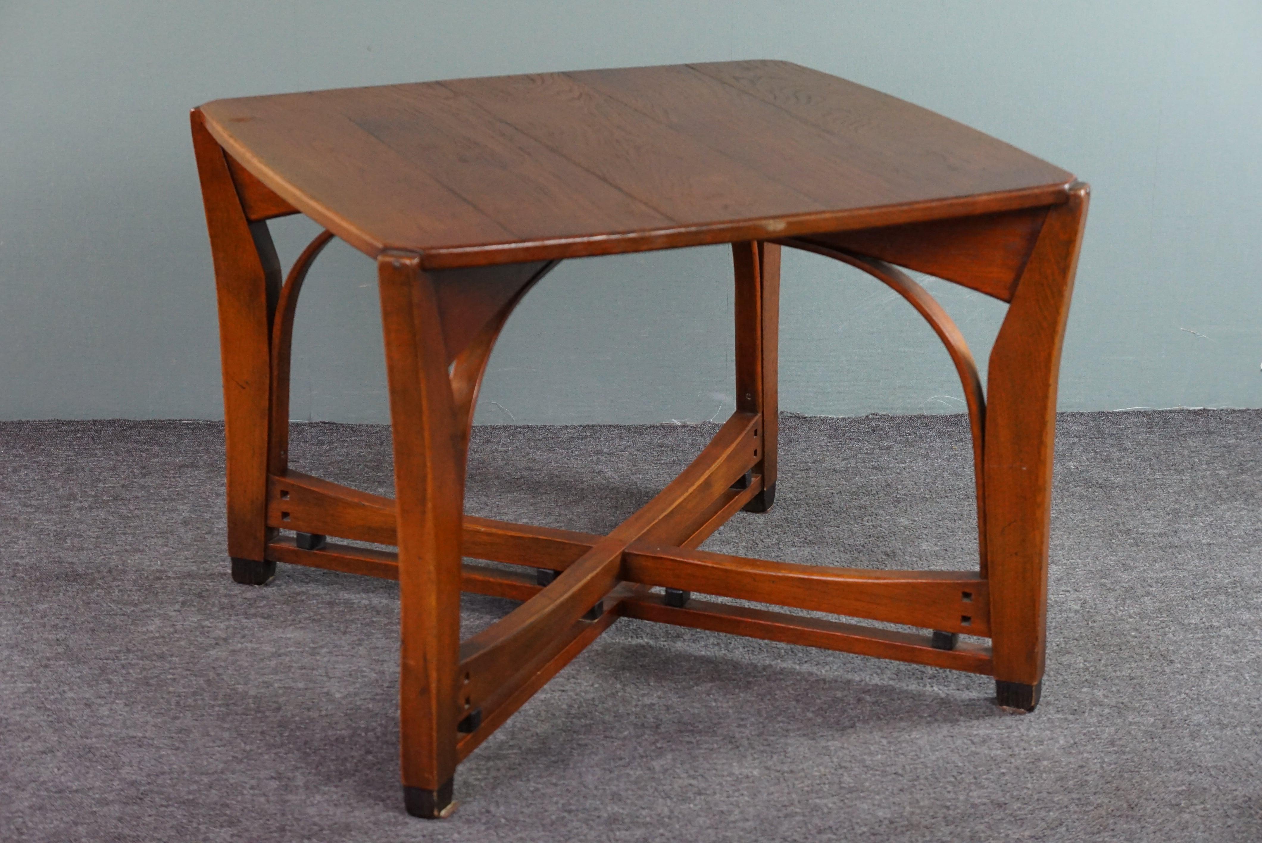 Hand-Crafted Square coffee table from Schuitema from the Jugendstil series For Sale