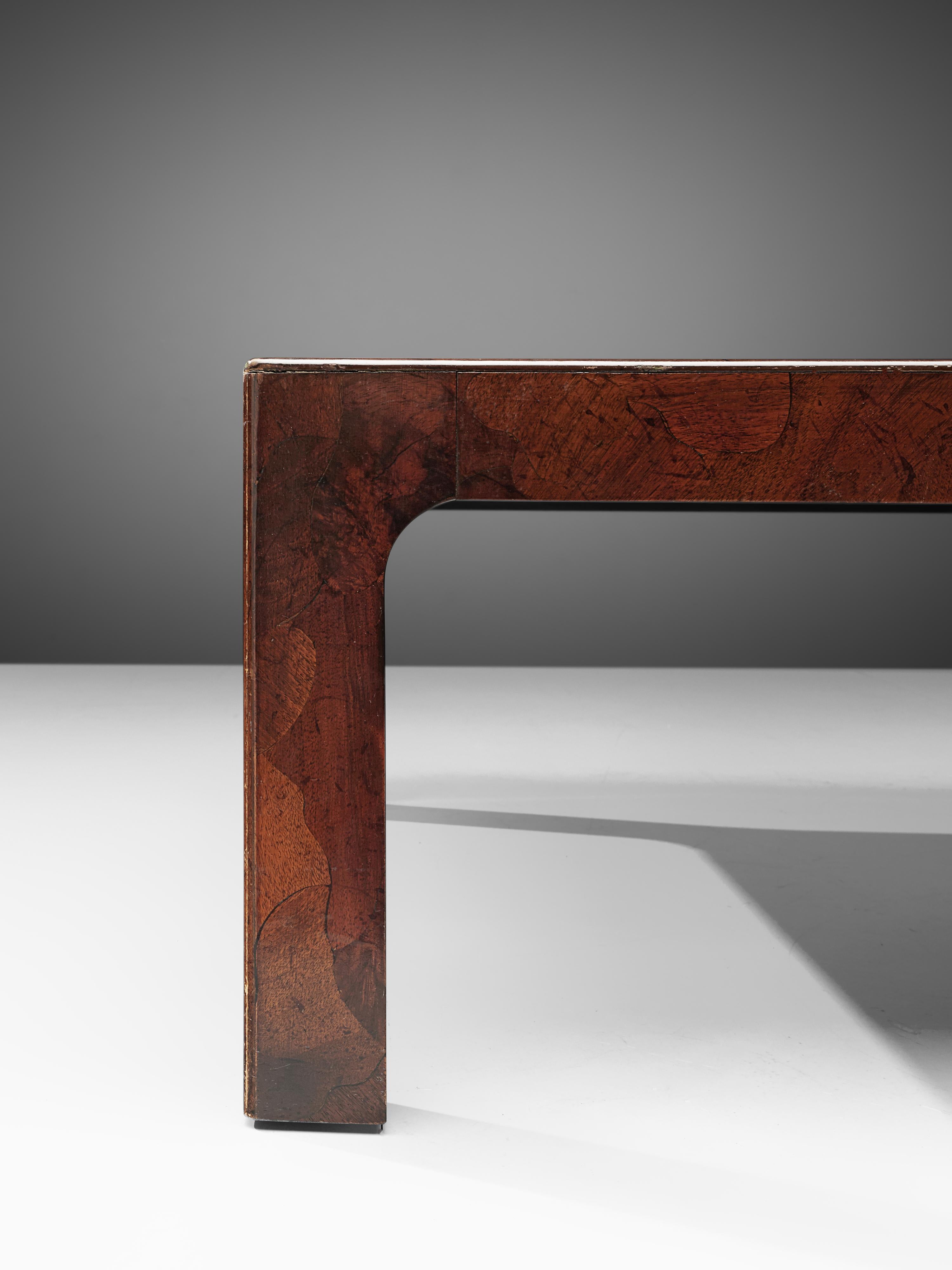 Mid-20th Century Square Coffee Table in American Walnut with Inlayed Top