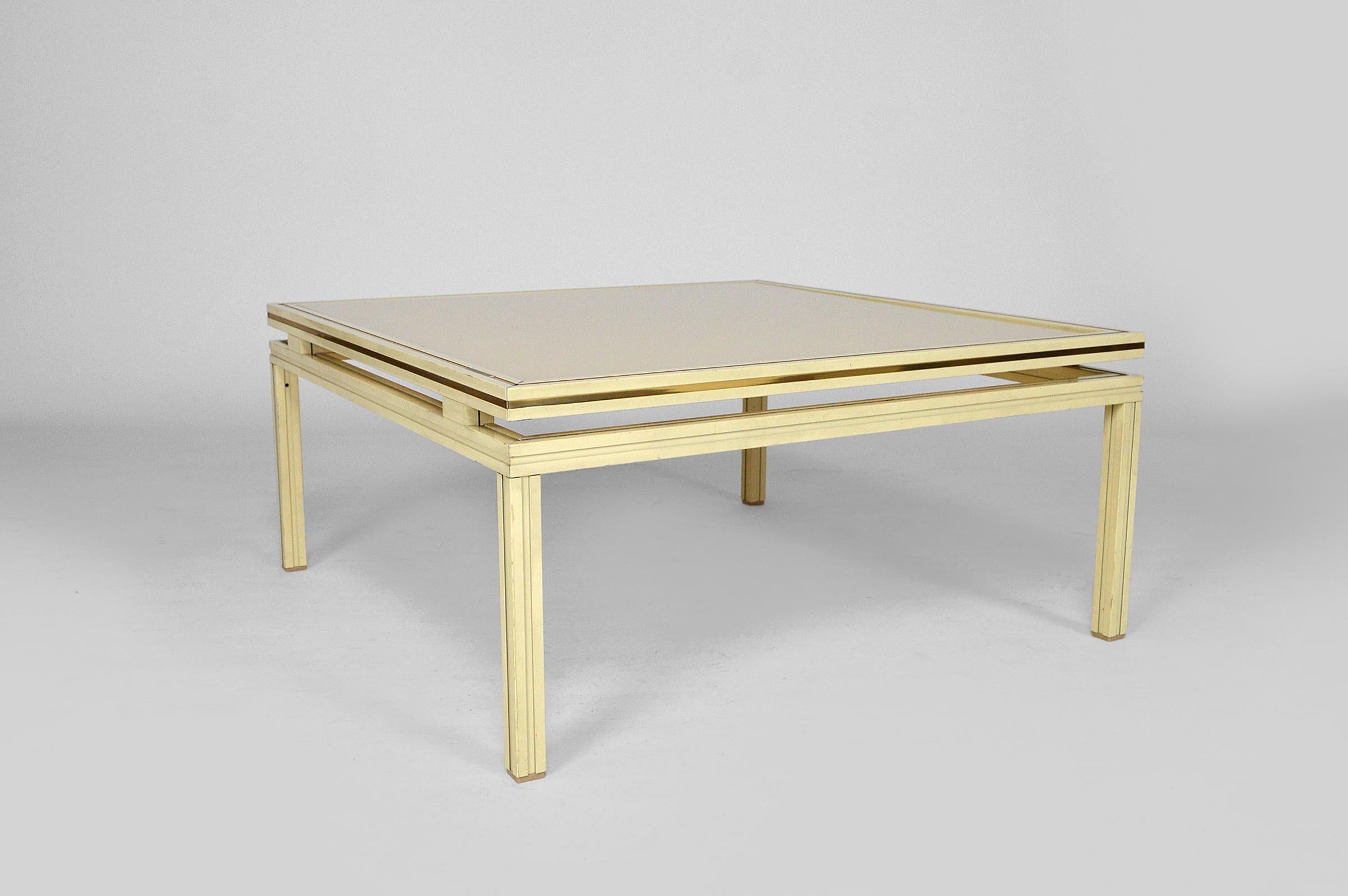 Mid-Century Modern Square Coffee Table in Lacquered Aluminum by Pierre Vandel, France, 1970s For Sale