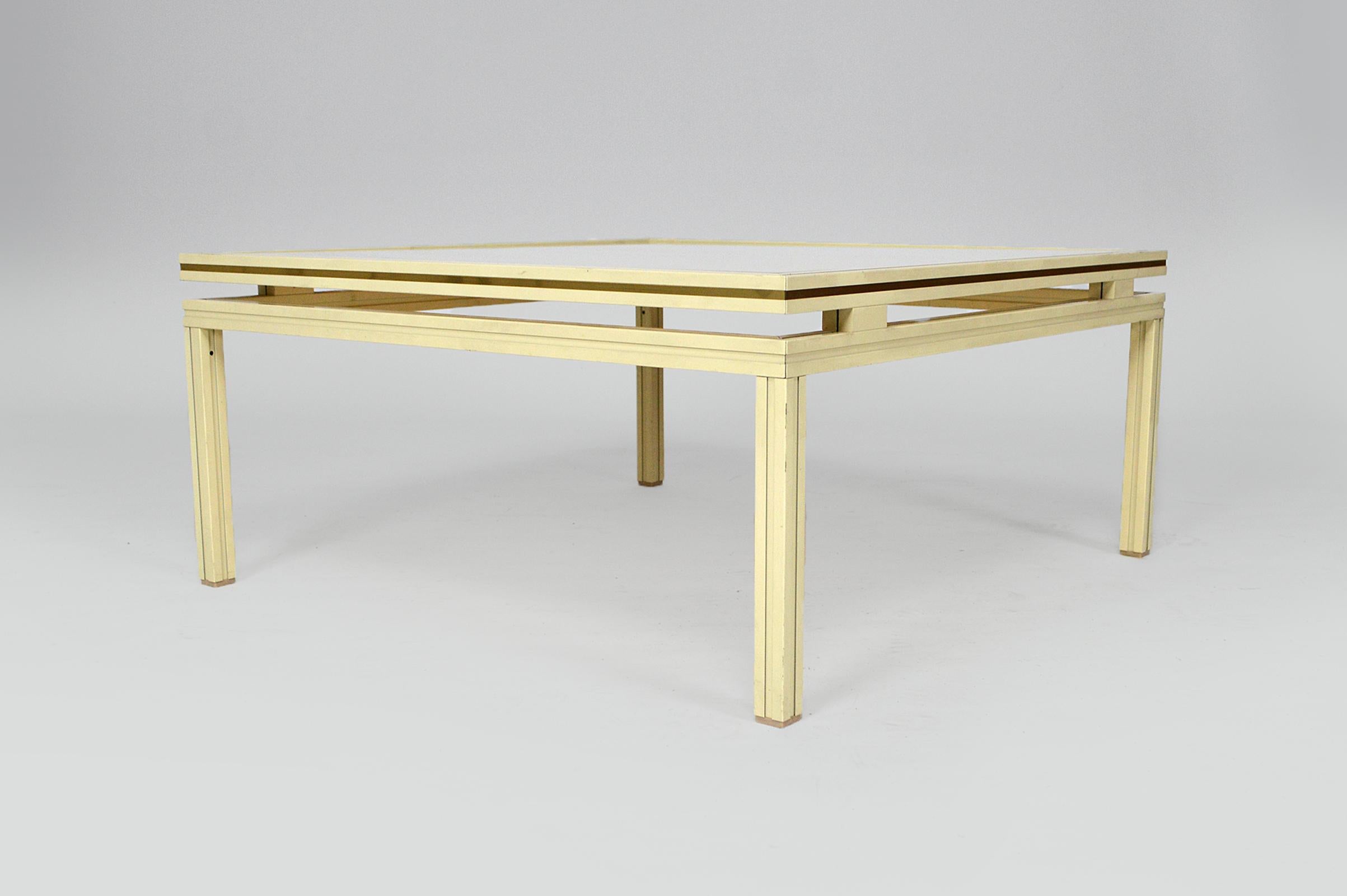 French Square Coffee Table in Lacquered Aluminum by Pierre Vandel, France, 1970s For Sale